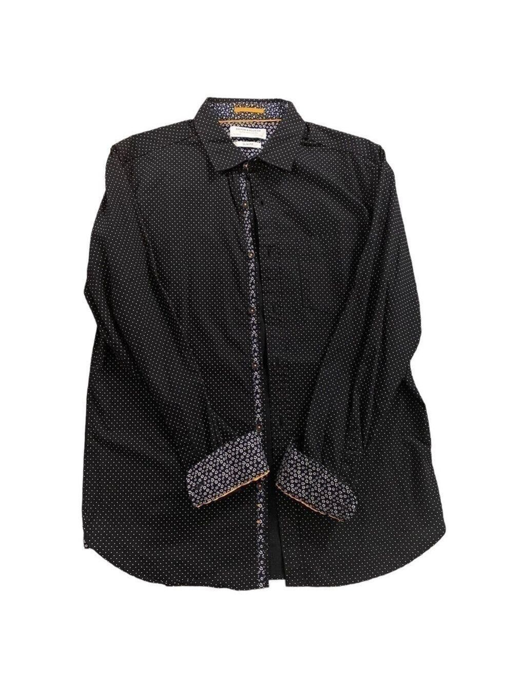 Denim & Flower Slim Fit Navy Blue Shirt